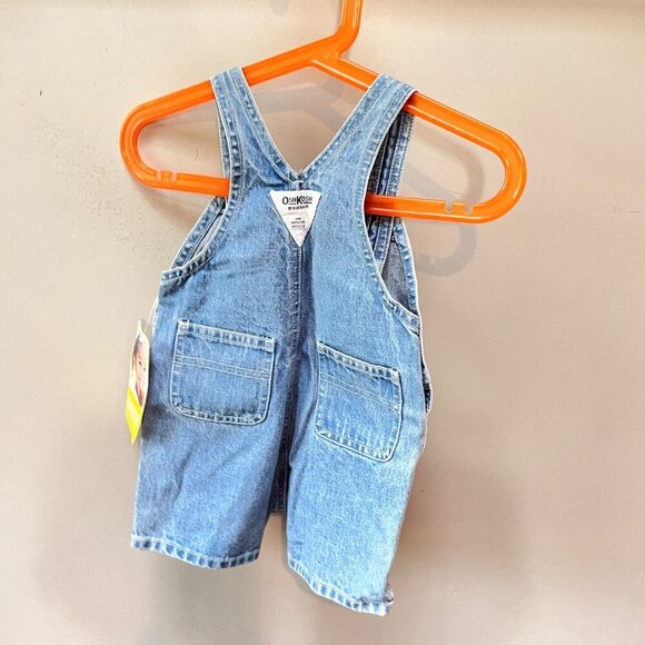 NEW Vintage Oshkosh Bgosh Baby Overalls 6/9 Months Light Wash Denim 100% Cotton - Picture 3 of 7